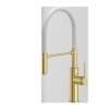 GEMMA Q LINE SteelQ bateria kuchenna z ruchomą wylewką Nano PVD gold (złota), biały wąż 3623501_PVDG1WHM